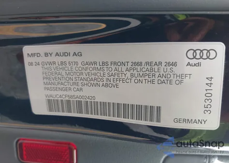 2025 Audi S5 Sportback Premium Tfsi Quattro Tiptronic из США, поврежденный, VIN WAUC4CF58SA002420